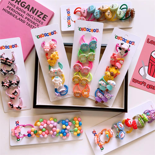 5 pair cute cartoon colorlful hair ties for kids