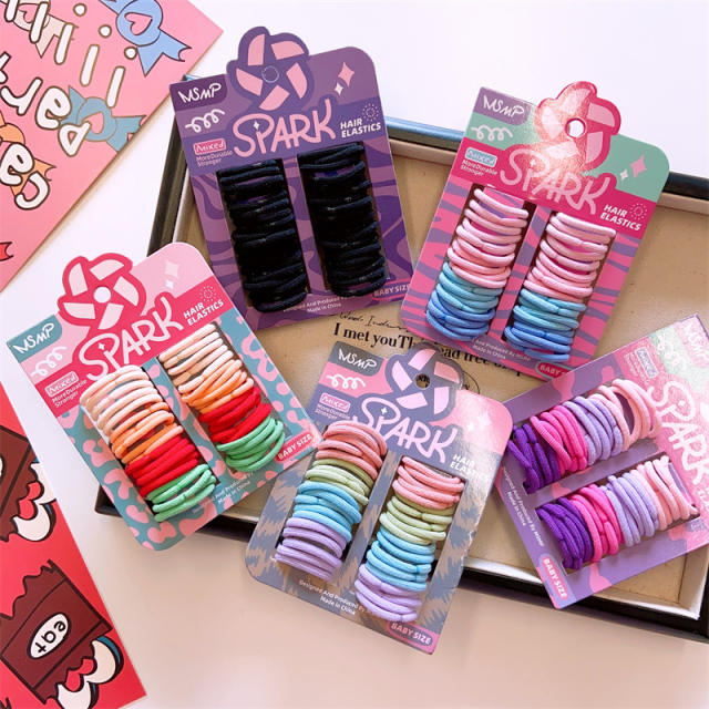 Basic candy color black small size rubber band set hair ties set for kids
