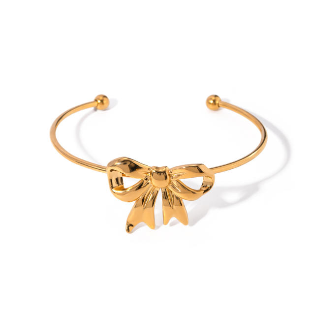 Cute bow 18KG stainless steel cuff bangles