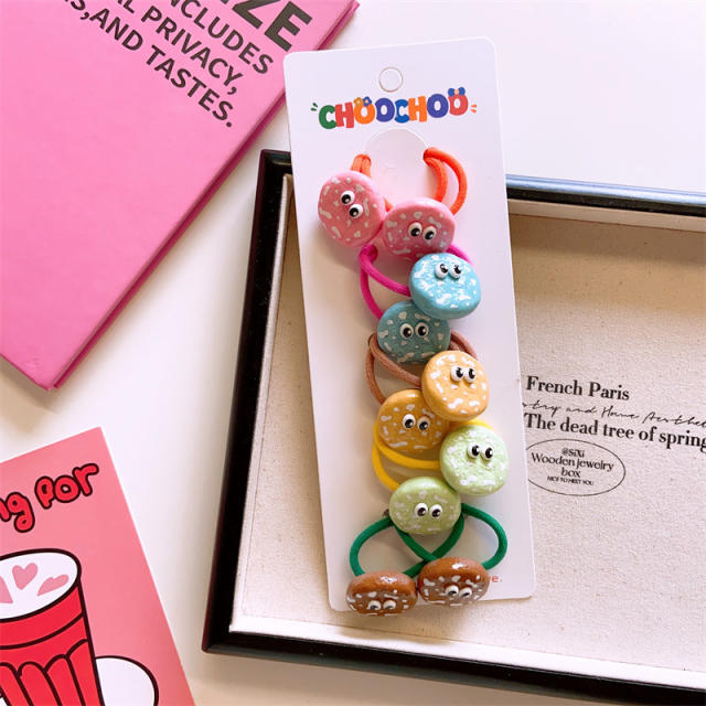 5 pair cute cartoon colorlful hair ties for kids