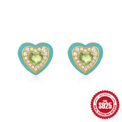 925 sterling silver colorful enamel heart studs earrings collection