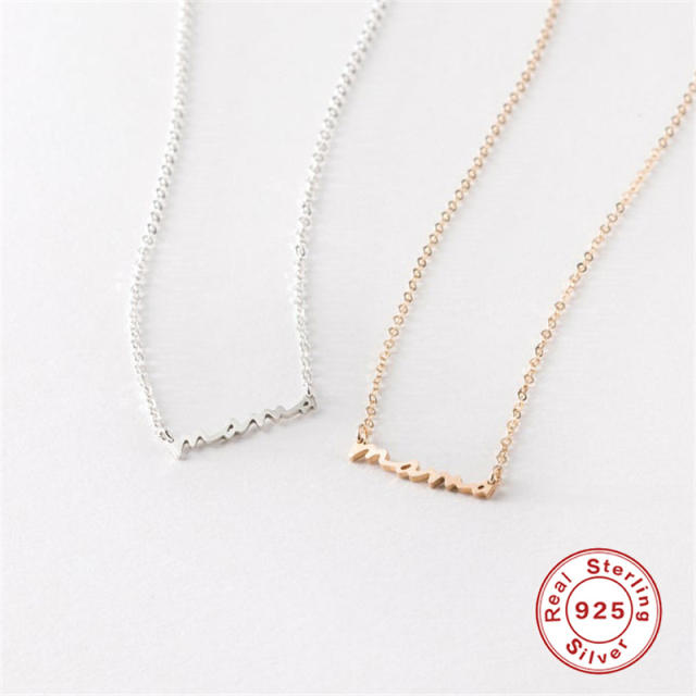 925 sterling silver mam letter dainty necklace