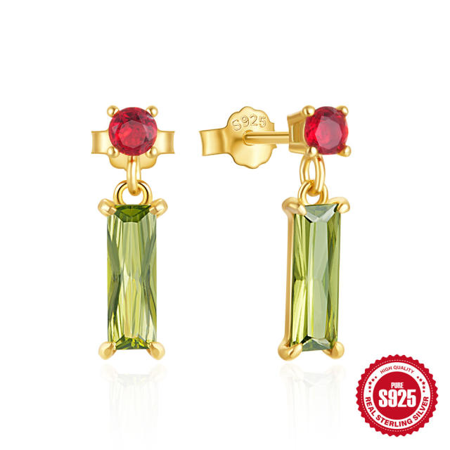 925 sterlings ilver romantic colorful cubic zircon earrings