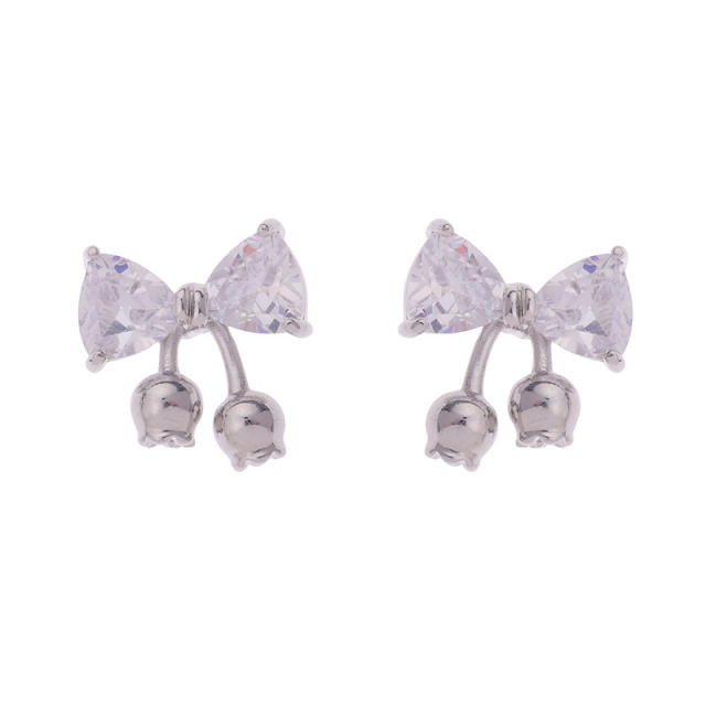 Chic diamond bow small studs earrings