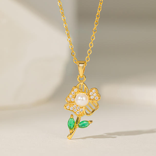 Dainty diamond starfish ocean series gold plated copper pendant stainless steel chain necklace collection