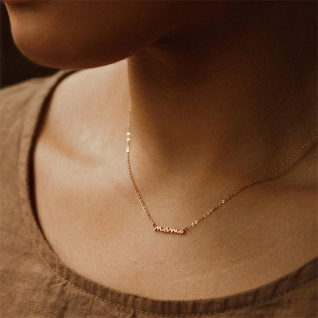 925 sterling silver mam letter dainty necklace