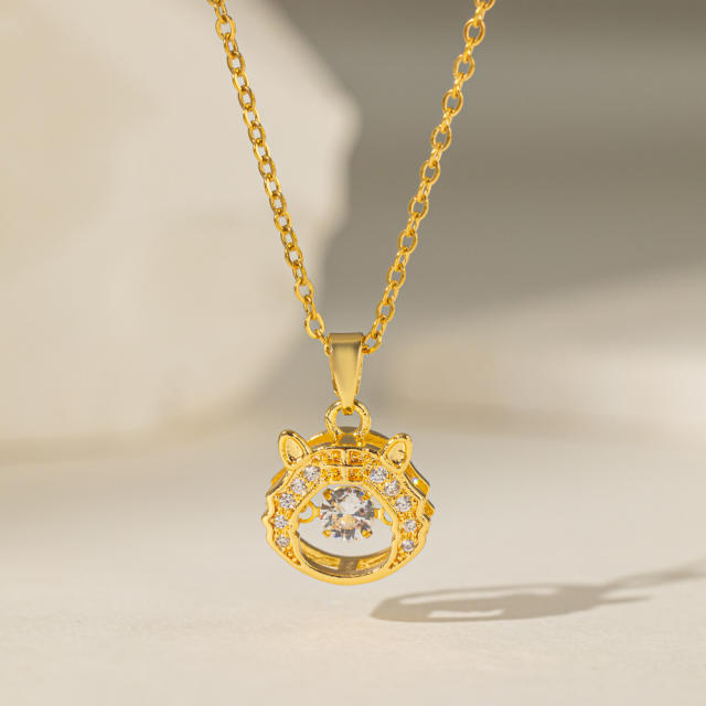 Cute animal series kitty dolphin swan diamond pendant stainless steel chain necklace collection