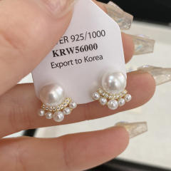 Easy match white pearl gray pearl studs earrings clip on earrings