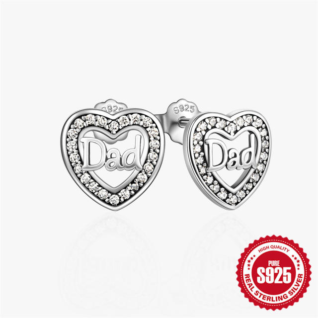 925 sterling silver mother's day gift heart studs earrings collection