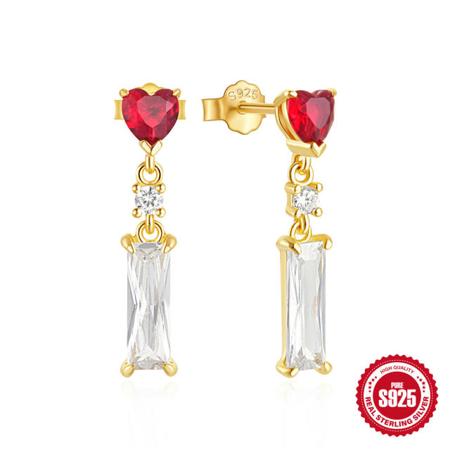 925 sterlings ilver romantic colorful cubic zircon earrings