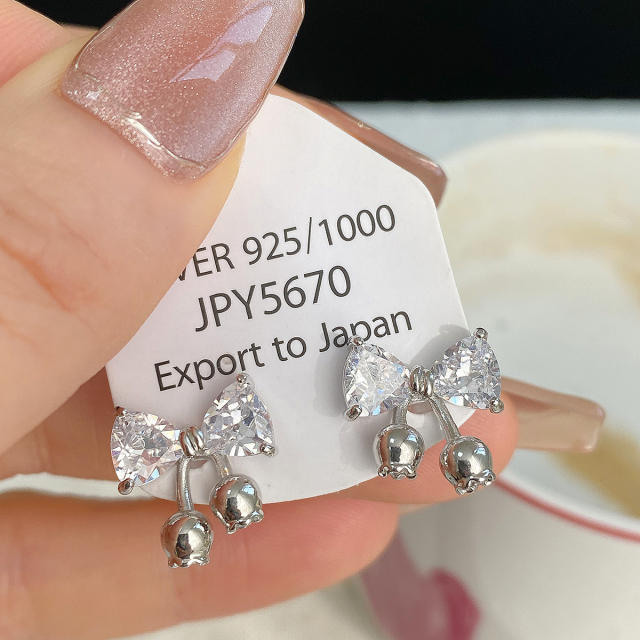 Chic diamond bow small studs earrings