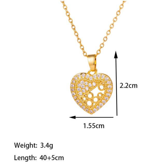 Dainty diamond gold plated copper heart pendant stainless steel chain necklace collection