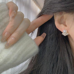 Easy match white pearl gray pearl studs earrings clip on earrings