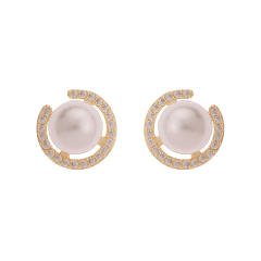 Chic easy match white pearl studs earrings clip on earrings