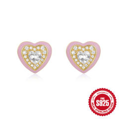 925 sterling silver colorful enamel heart studs earrings collection