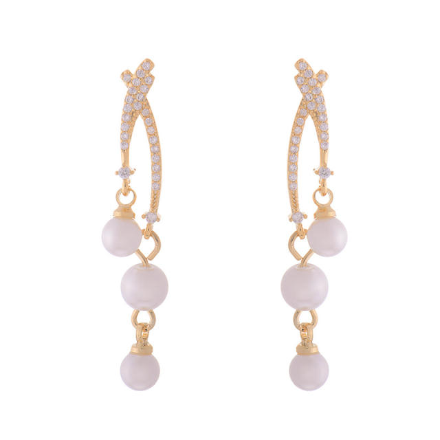 Chic pearl diamond unique earrings