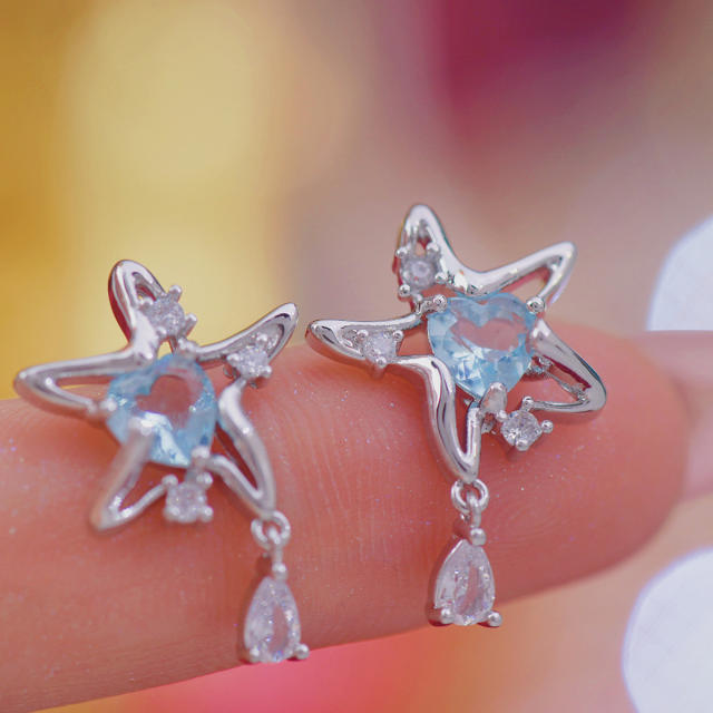 Creative silver color starfish design women earrings