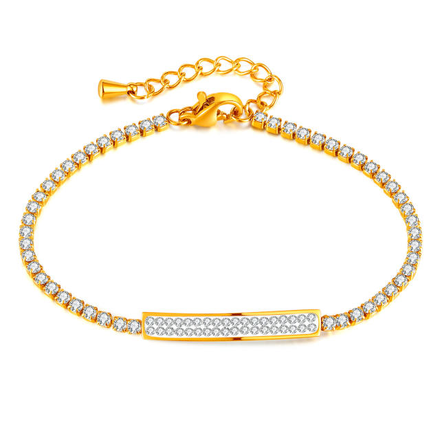 Delicate diamond tennis chain stainless steel bracelet for women