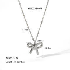 18KG sweet bow pearl flower stainless steel necklace collection