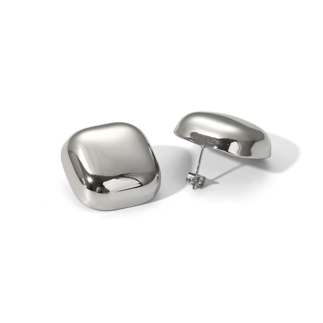 18KG chunky square shape geometric stainless steel earrings