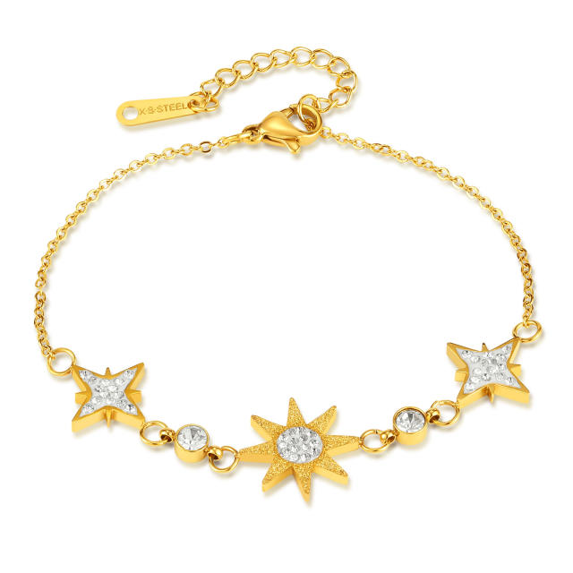 French trend diamond star stainless steel bracelet