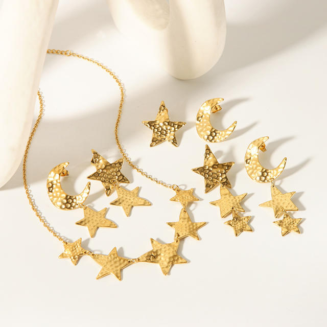 18KG Unique star moon series stainless steel necklace collection