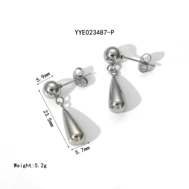 18KG waterdrop shape stainless steel earrings collection