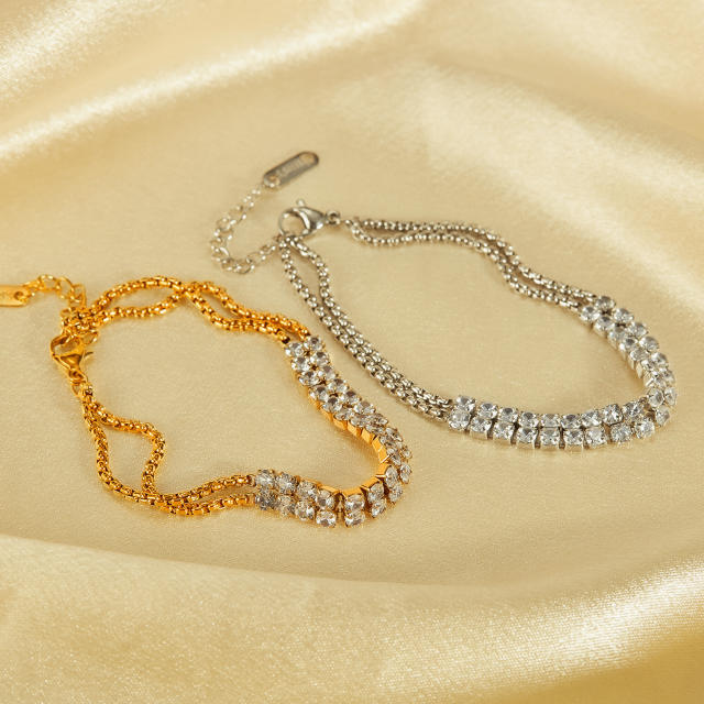 Luxury diamond stainless steel chain bracelet