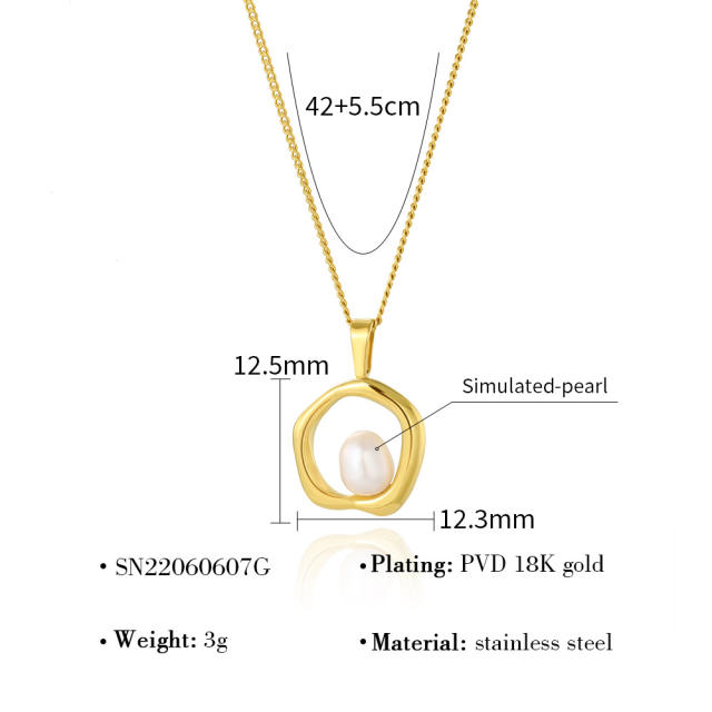 Dainty mother shell pendant heart stainless steel necklace collection