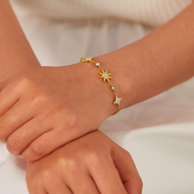French trend diamond star stainless steel bracelet