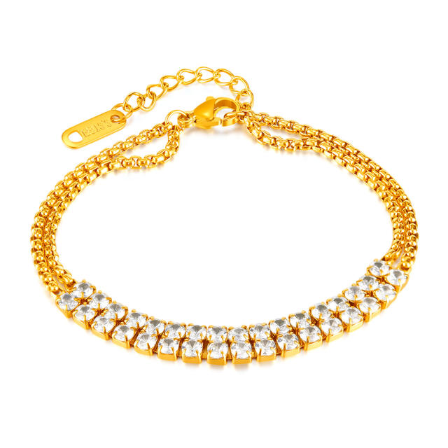 Luxury diamond stainless steel chain bracelet