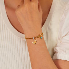Hot sale frosted buttefly charm stainless steel chain bracelet