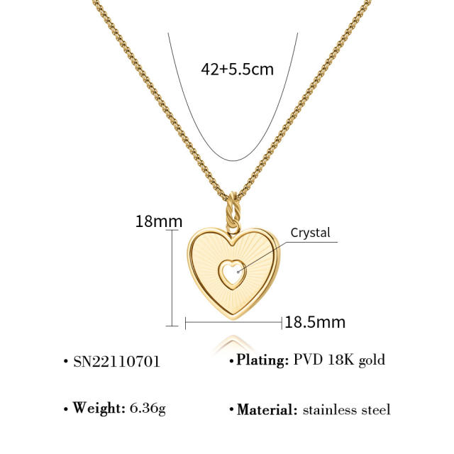 Dainty mother shell pendant heart stainless steel necklace collection