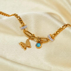 Hot sale frosted buttefly charm stainless steel chain bracelet