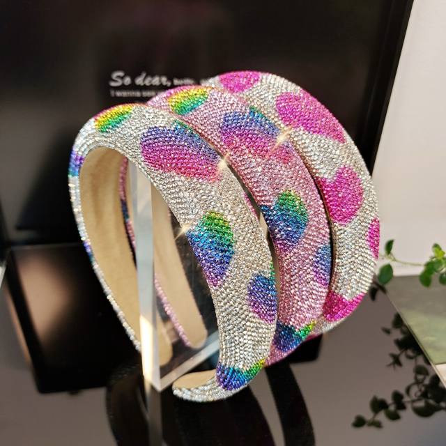 Spring summer colorful heart diamond padded headband