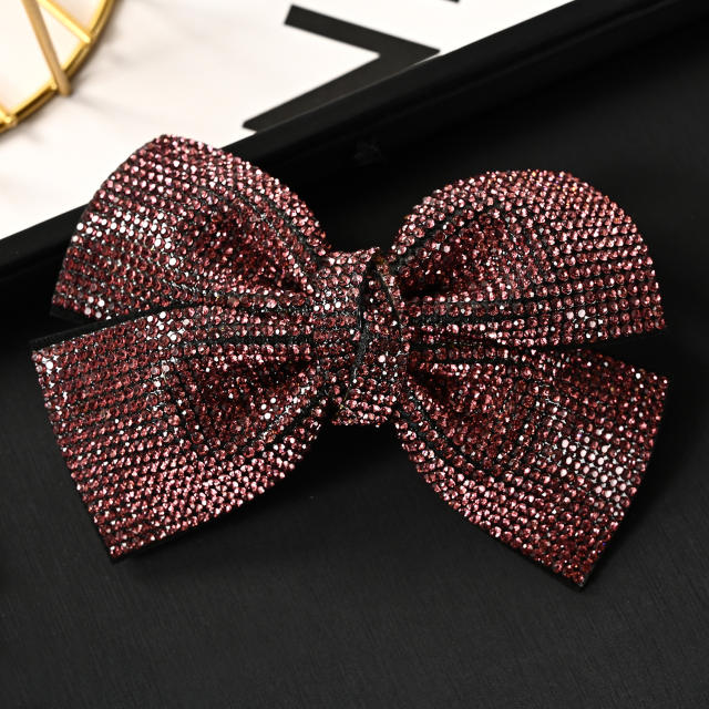 Luxury full diamond colorful bow french barrette hair clips
