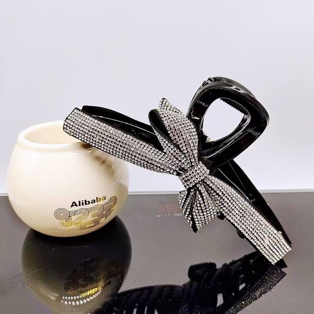 Elegant full diamond bow large size hair claw clips