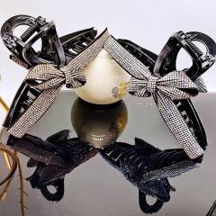 Elegant full diamond bow large size hair claw clips