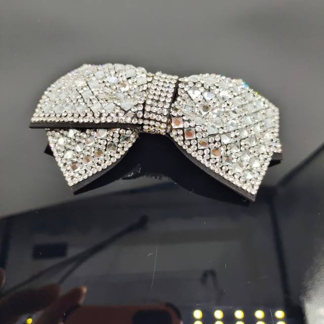 Super shiny full diamond bow french barrette hair clips collection