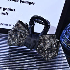 Delicate large size diamond bow hair claw clips