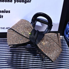 Delicate large size diamond bow hair claw clips