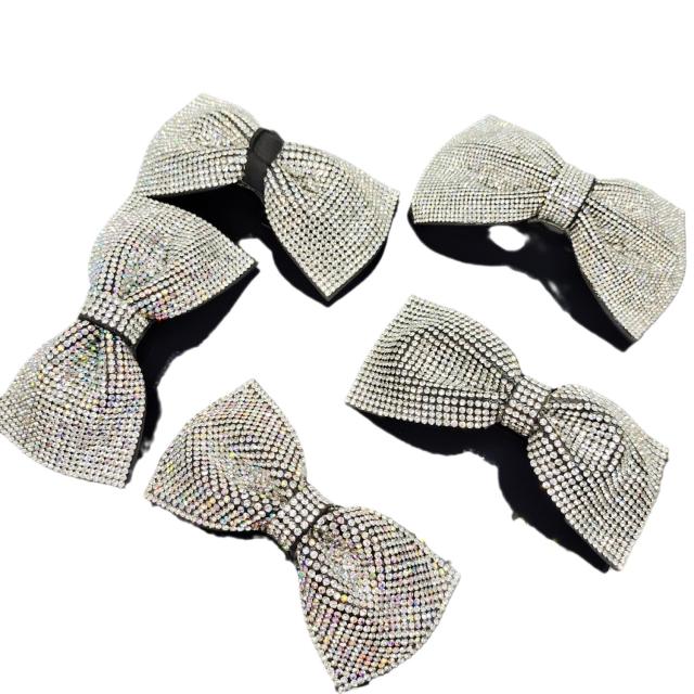 Super shiny full diamond bow french barrette hair clips collection