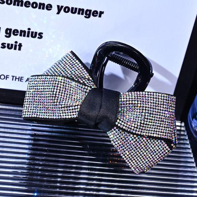 Delicate large size diamond bow hair claw clips
