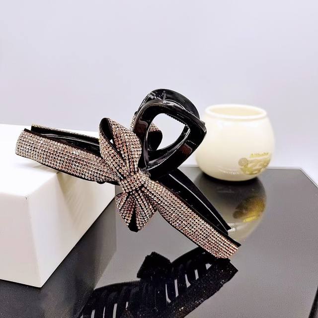 Elegant full diamond bow large size hair claw clips