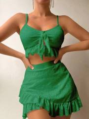 3 piece plain color swimsuit set