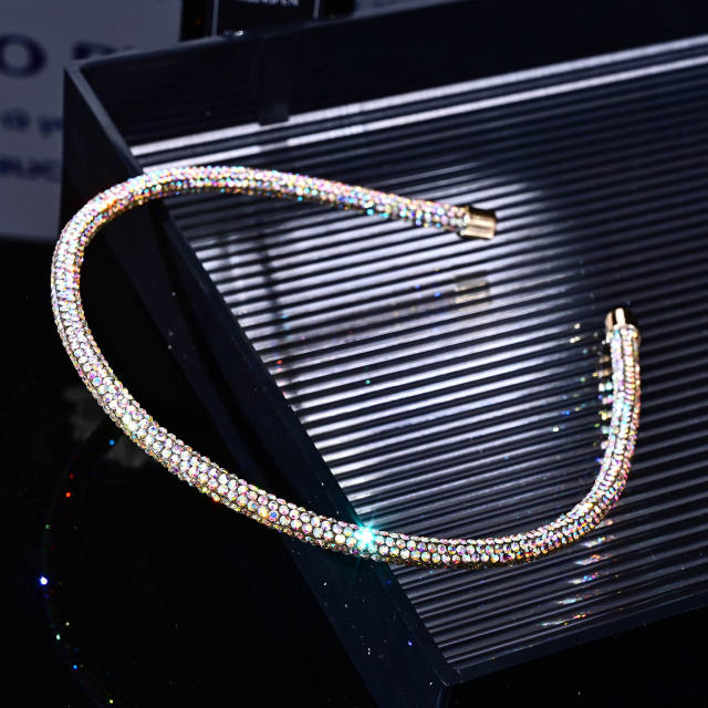Spring summer colorful diamond pave setting thin headband diamond headband