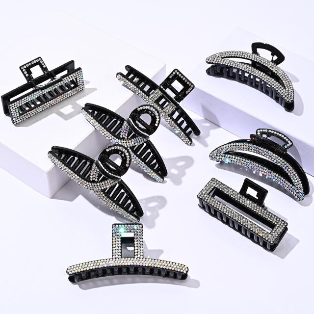 Pop hot sale pave setting diamond hair claw clips collection