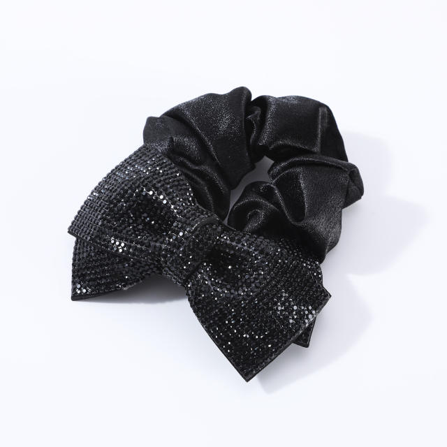 Sping summer super shiny diamond bow women scrunchies