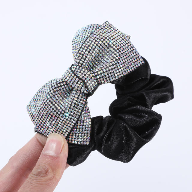 Sping summer super shiny diamond bow women scrunchies