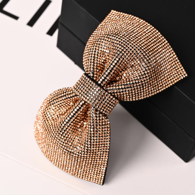 Personality leopard grain pattern cute bow diamond french barrette hair clips